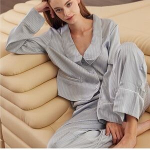 NAP The Lazy Cat PJ Set Stripe Blue Gray XS Small